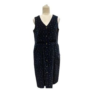 Faith Mountain Company Vintage Navy Blue Floral Jumper Dress
